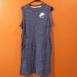 Nike Sports Woman Large Blue White Sleeveless Athletic Tennis Dress